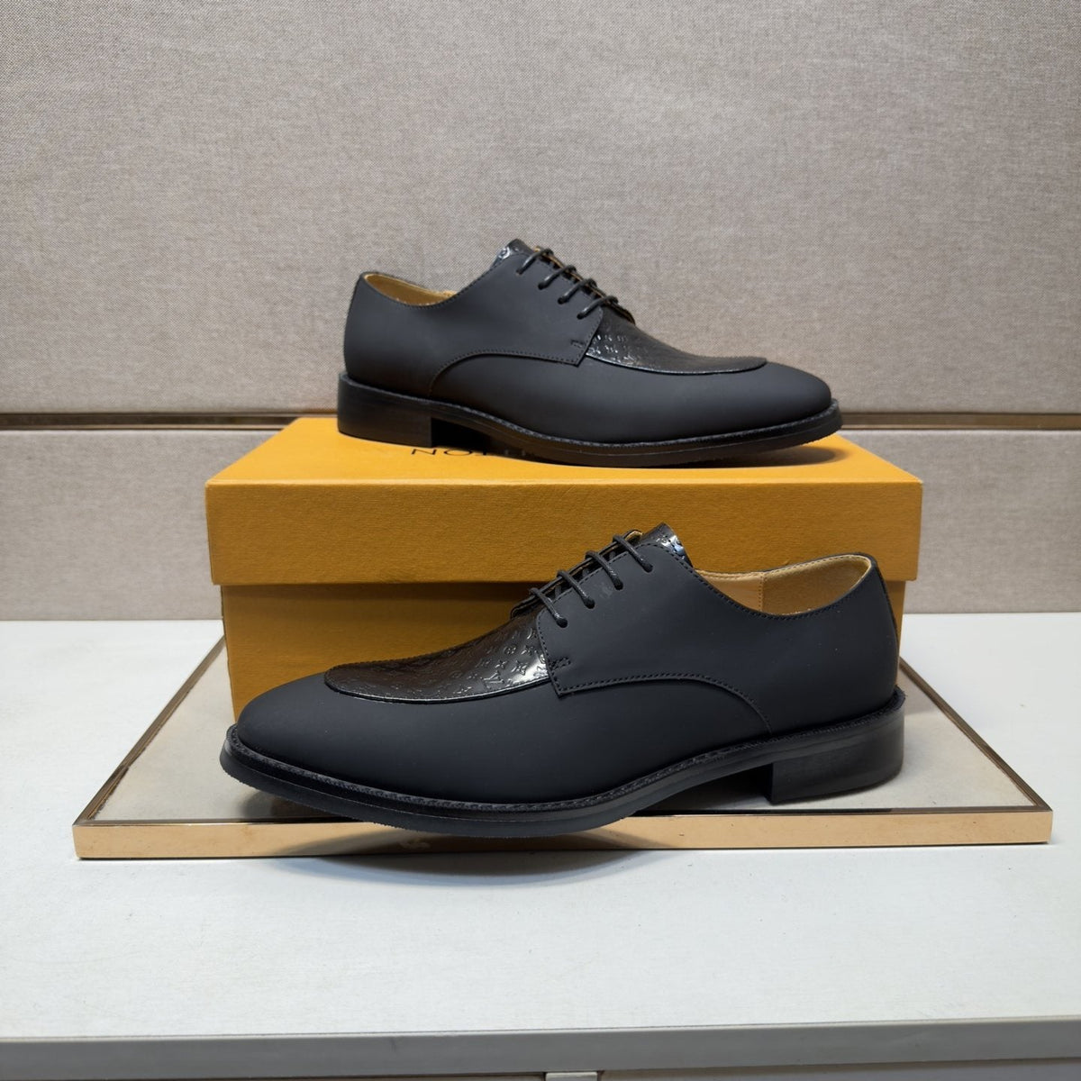 Louis Vuitton Textured Vamp Lace-Up Dress Shoes — model